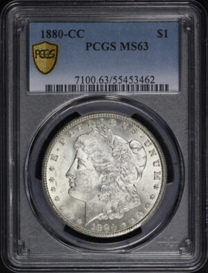 Obverse of this 1880-CC Morgan Dollar PCGS MS-63