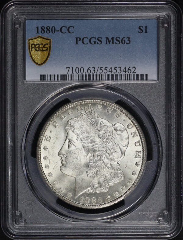 Obverse of this 1880-CC Morgan Dollar PCGS MS-63