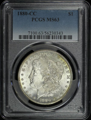 Obverse of this 1880-CC Morgan Dollar PCGS MS-63