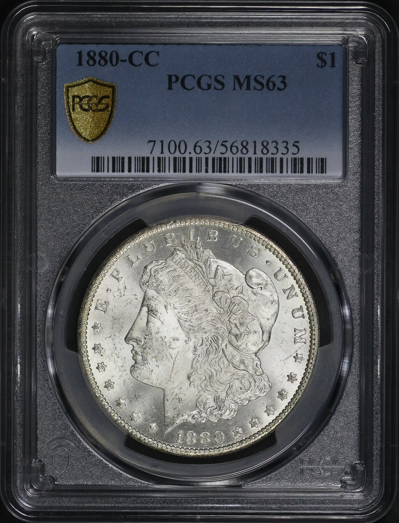 Obverse of this 1880-CC Morgan Dollar PCGS MS-63