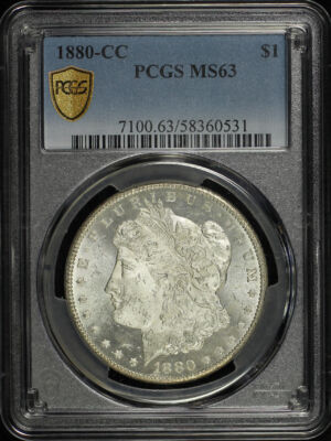 Obverse of this 1880-CC Morgan Dollar PCGS MS-63