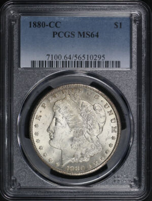 Obverse of this 1880-CC Morgan Dollar PCGS MS-64