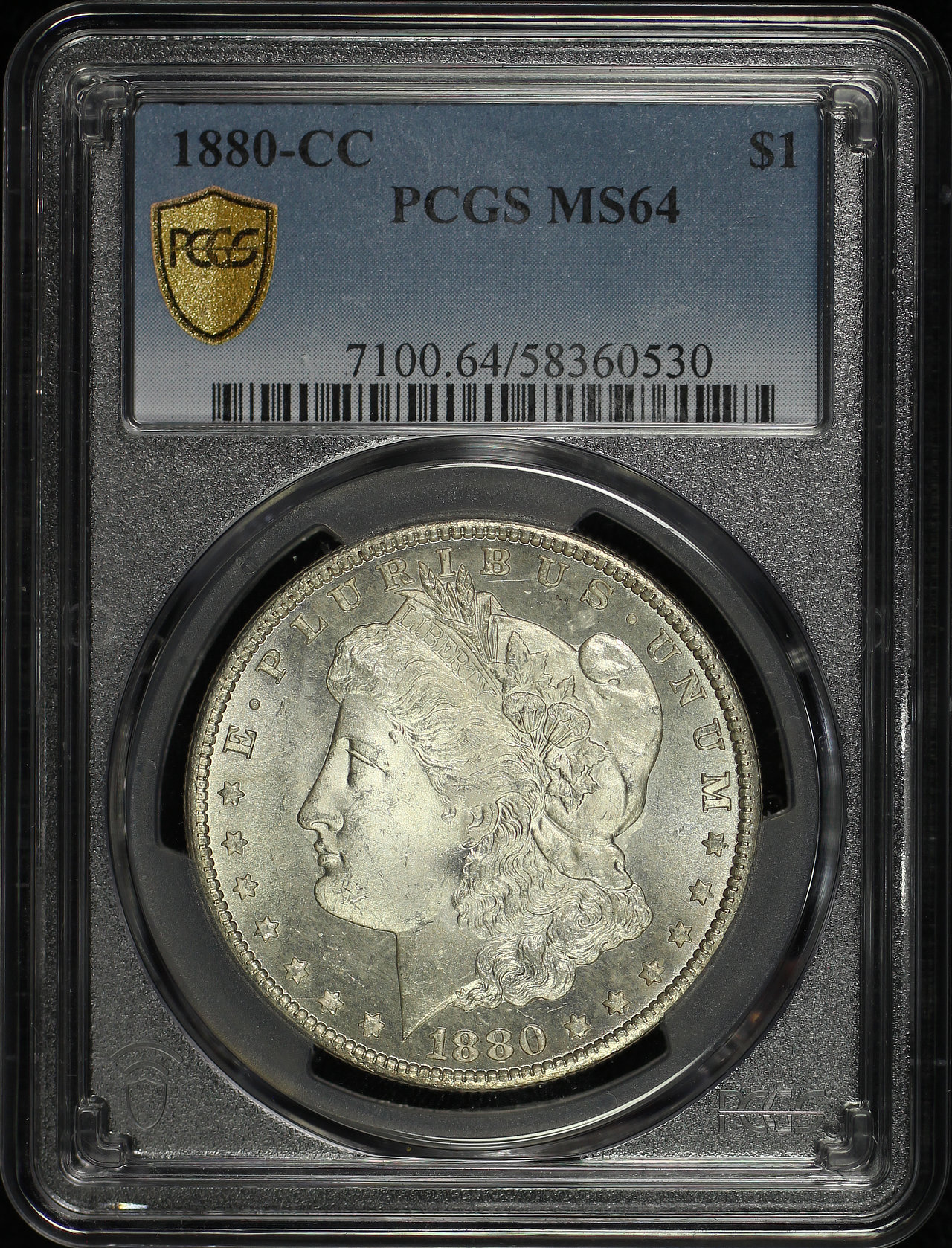 Obverse of this 1880-CC Morgan Dollar PCGS MS-64