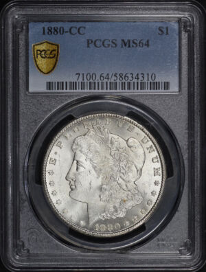 Obverse of this 1880-CC Morgan Dollar PCGS MS-64