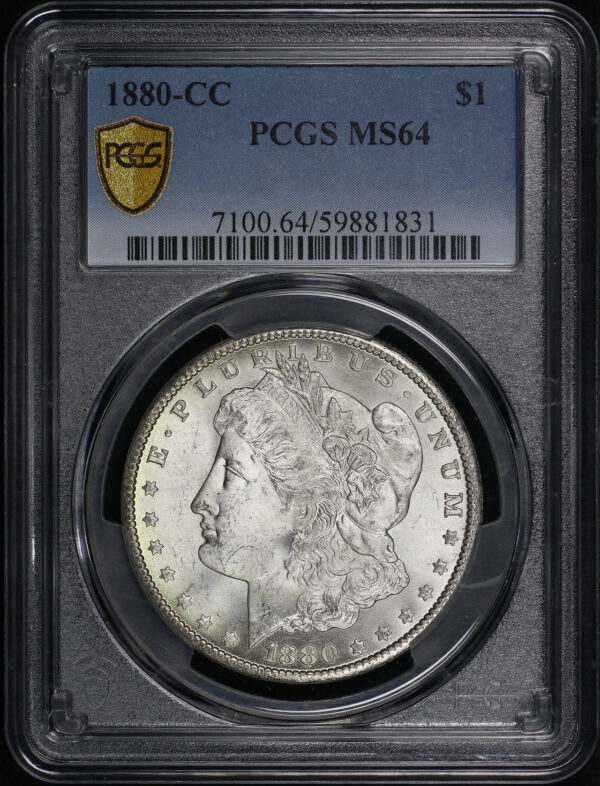 Obverse of this 1880-CC Morgan Dollar PCGS MS-64