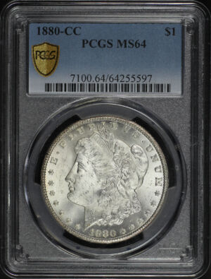Obverse of this 1880-CC Morgan Dollar PCGS MS-64
