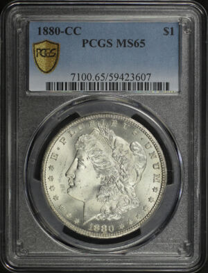 Obverse of this 1880-CC Morgan Dollar PCGS MS-65