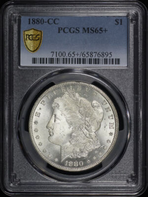 Obverse of this 1880-CC Morgan Dollar PCGS MS-65+