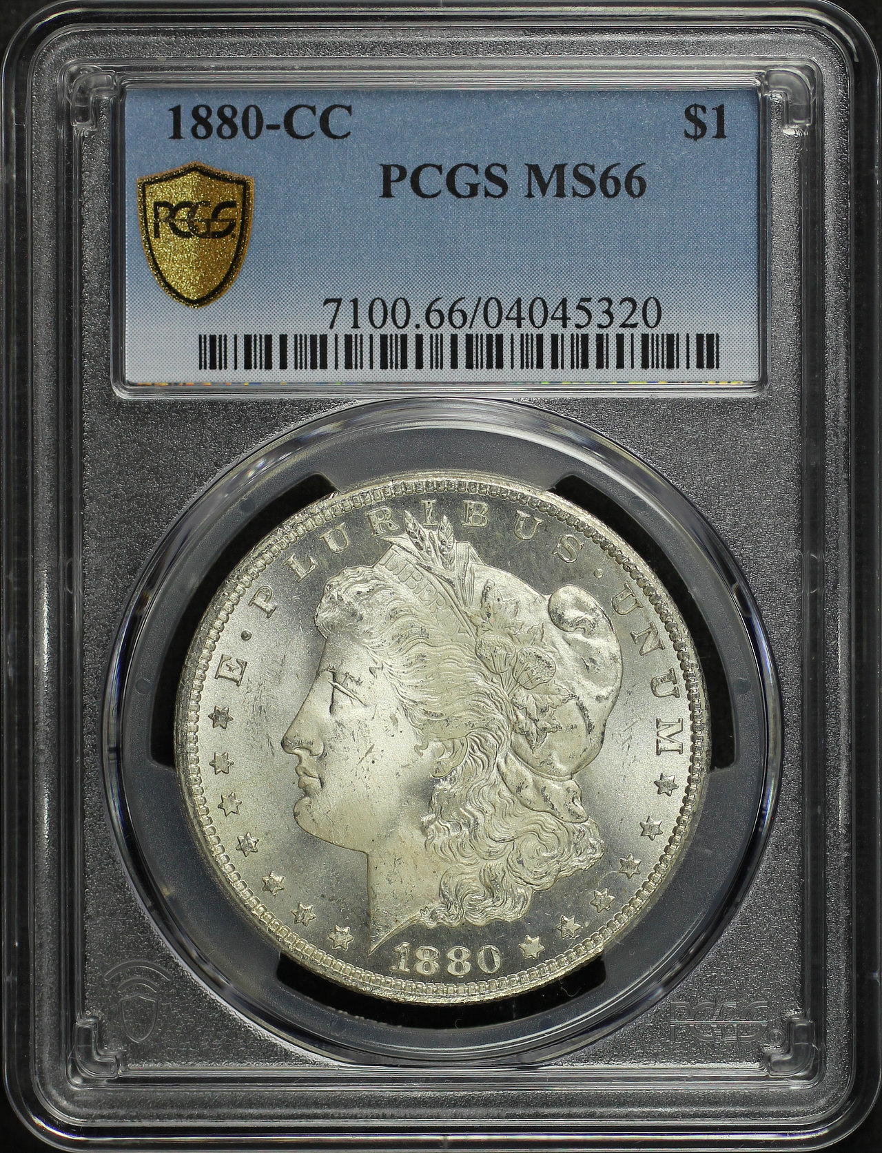 Obverse of this 1880-CC Morgan Dollar PCGS MS-66