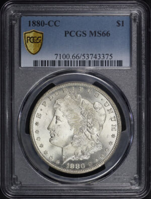 Obverse of this 1880-CC Morgan Dollar PCGS MS-66