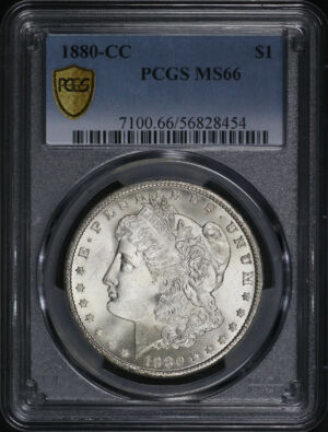 Obverse of this 1880-CC Morgan Dollar PCGS MS-66