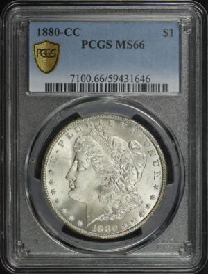 Obverse of this 1880-CC Morgan Dollar PCGS MS-66