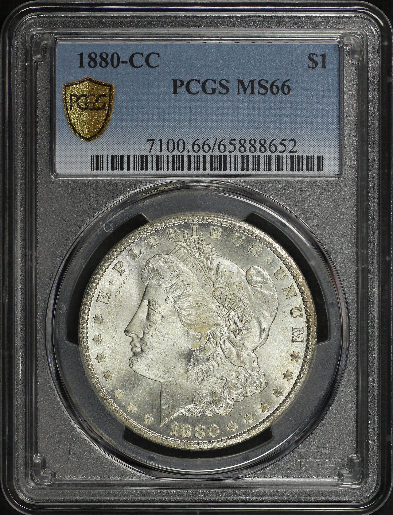 Obverse of this 1880-CC Morgan Dollar PCGS MS-66