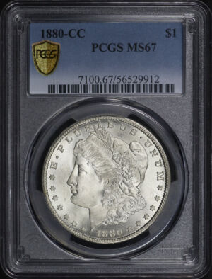 Obverse of this 1880-CC Morgan Dollar PCGS MS-67