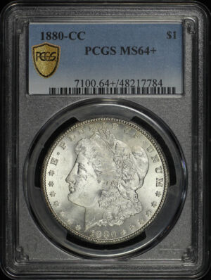 Obverse of this 1880-CC Morgan Dollar PCGS MS-64+