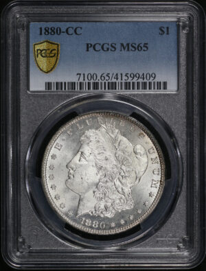 Obverse of this 1880-CC Morgan Dollar PCGS MS-65