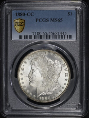 Obverse of this 1880-CC Morgan Dollar PCGS MS-65