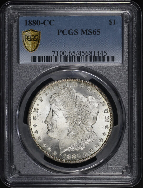 Obverse of this 1880-CC Morgan Dollar PCGS MS-65