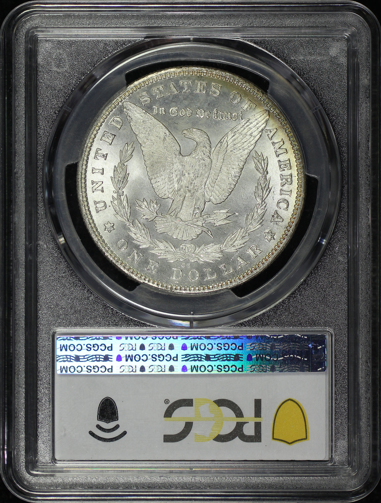 Reverse of this 1880-CC Morgan Dollar 8/High 7 PCGS MS-65