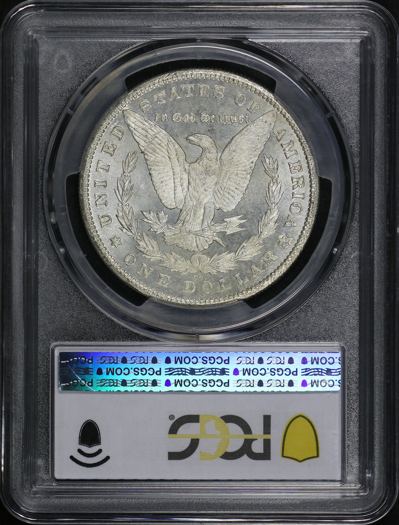 Reverse of this 1880-CC Morgan Dollar 8/High 7 PCGS MS-65