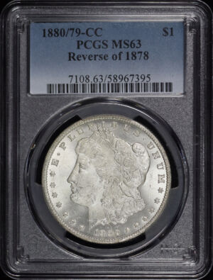 Obverse of this 1880/79-CC Morgan Dollar Reverse of 1878 PCGS MS-63