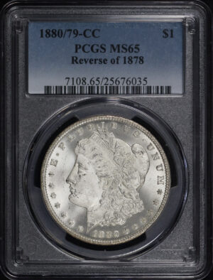 Obverse of this 1880/79-CC Morgan Dollar Reverse of 1878 PCGS MS-65