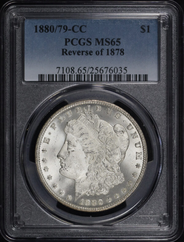 Obverse of this 1880/79-CC Morgan Dollar Reverse of 1878 PCGS MS-65