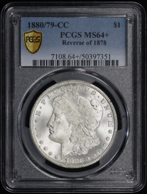 Obverse of this 1880/79-CC Morgan Dollar Reverse of 1878 PCGS MS-64+