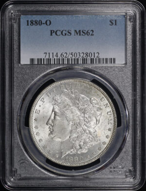 Obverse of this 1880-O Morgan Dollar PCGS MS-62
