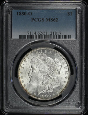 Obverse of this 1880-O Morgan Dollar PCGS MS-62