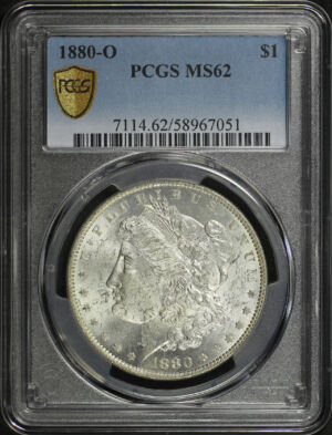 Obverse of this 1880-O Morgan Dollar PCGS MS-62