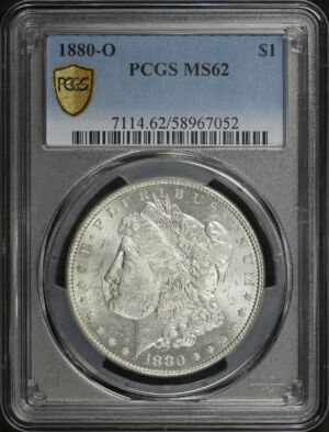 Obverse of this 1880-O Morgan Dollar PCGS MS-62