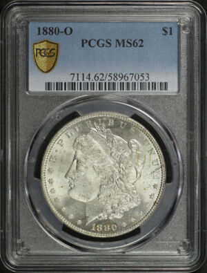 Obverse of this 1880-O Morgan Dollar PCGS MS-62