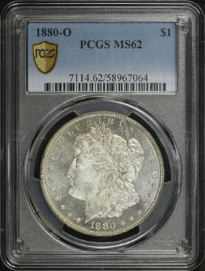 Obverse of this 1880-O Morgan Dollar PCGS MS-62