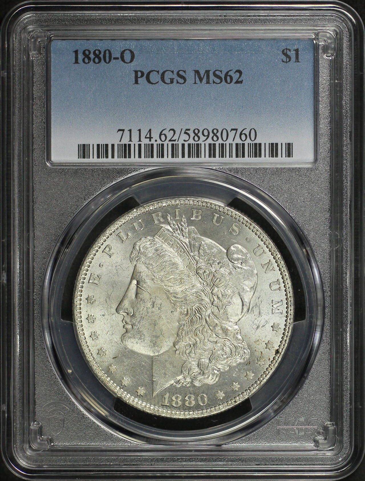 Obverse of this 1880-O Morgan Dollar PCGS MS-62