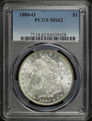 Obverse of this 1880-O Morgan Dollar PCGS MS-62