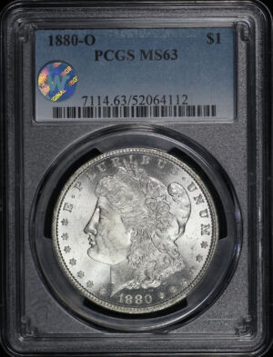 Obverse of this 1880-O Morgan Dollar PCGS MS-63