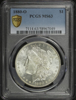 Obverse of this 1880-O Morgan Dollar PCGS MS-63