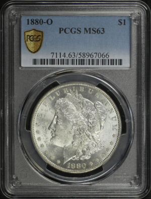 Obverse of this 1880-O Morgan Dollar PCGS MS-63
