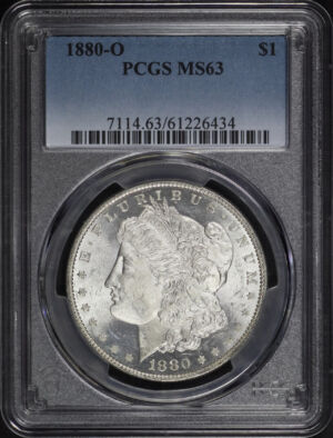 Obverse of this 1880-O Morgan Dollar PCGS MS-63