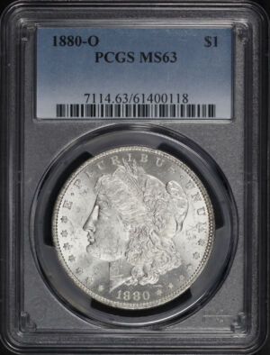 Obverse of this 1880-O Morgan Dollar PCGS MS-63
