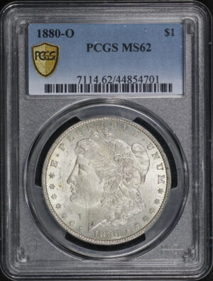 Obverse of this 1880-O Morgan Dollar PCGS MS-62