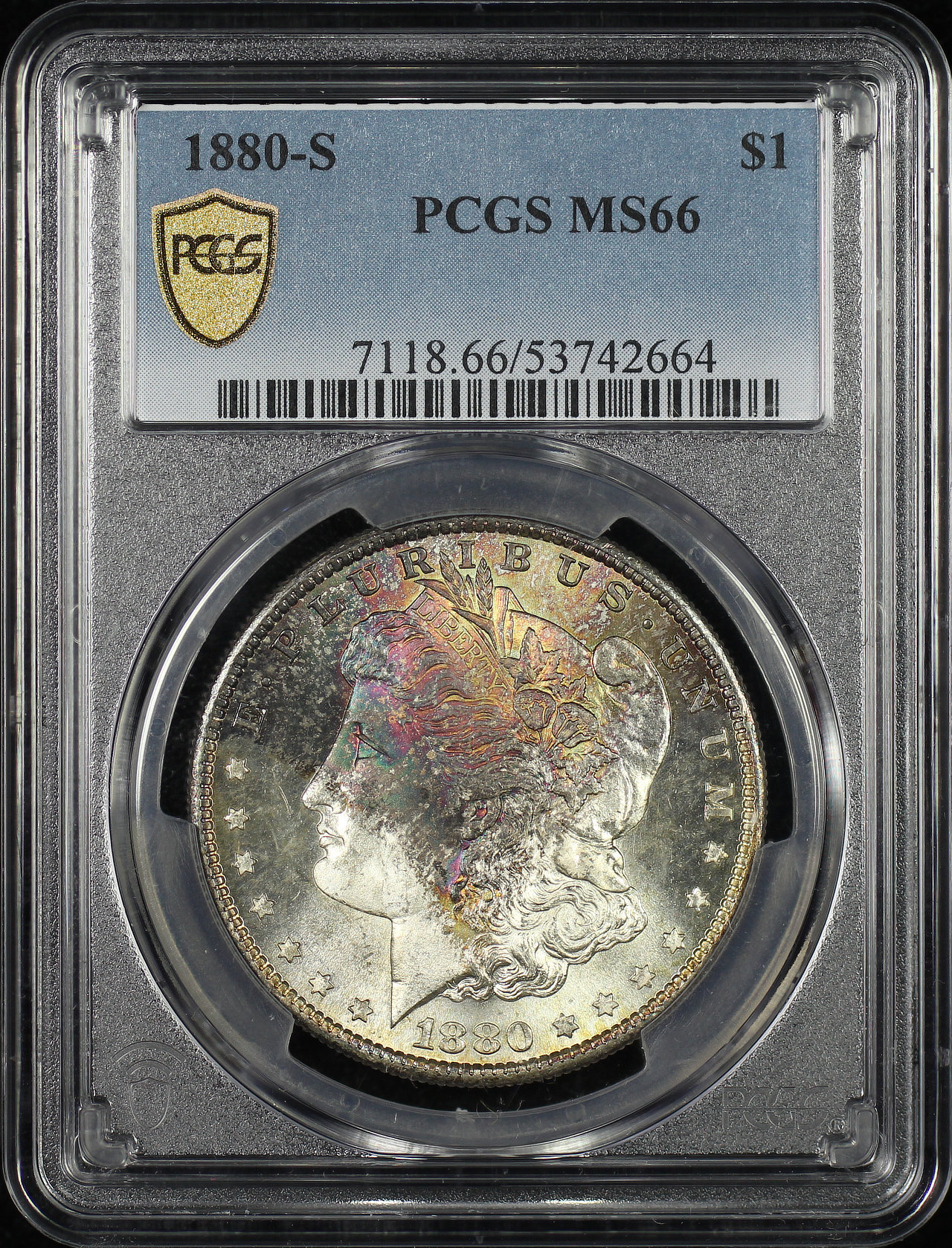 Obverse of this 1880-S Morgan Dollar PCGS MS-66