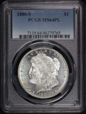 Obverse of this 1880-S Morgan Dollar PCGS MS-64 PL