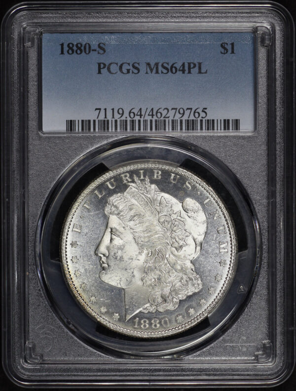 Obverse of this 1880-S Morgan Dollar PCGS MS-64 PL