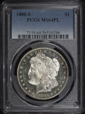 Obverse of this 1880-S Morgan Dollar PCGS MS-64 PL