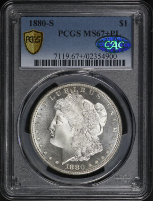 Obverse of this 1880-S Morgan Dollar PCGS MS-67+ PL CAC
