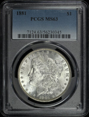 Obverse of this 1881 Morgan Dollar PCGS MS-63
