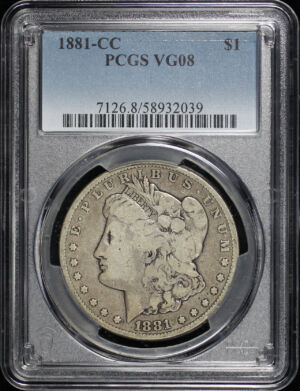 Obverse of this 1881-CC Morgan Dollar PCGS VG-08