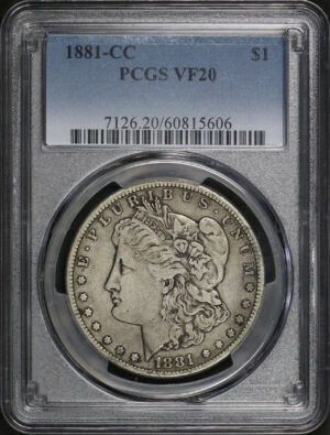 Obverse of this 1881-CC Morgan Dollar PCGS VF-20